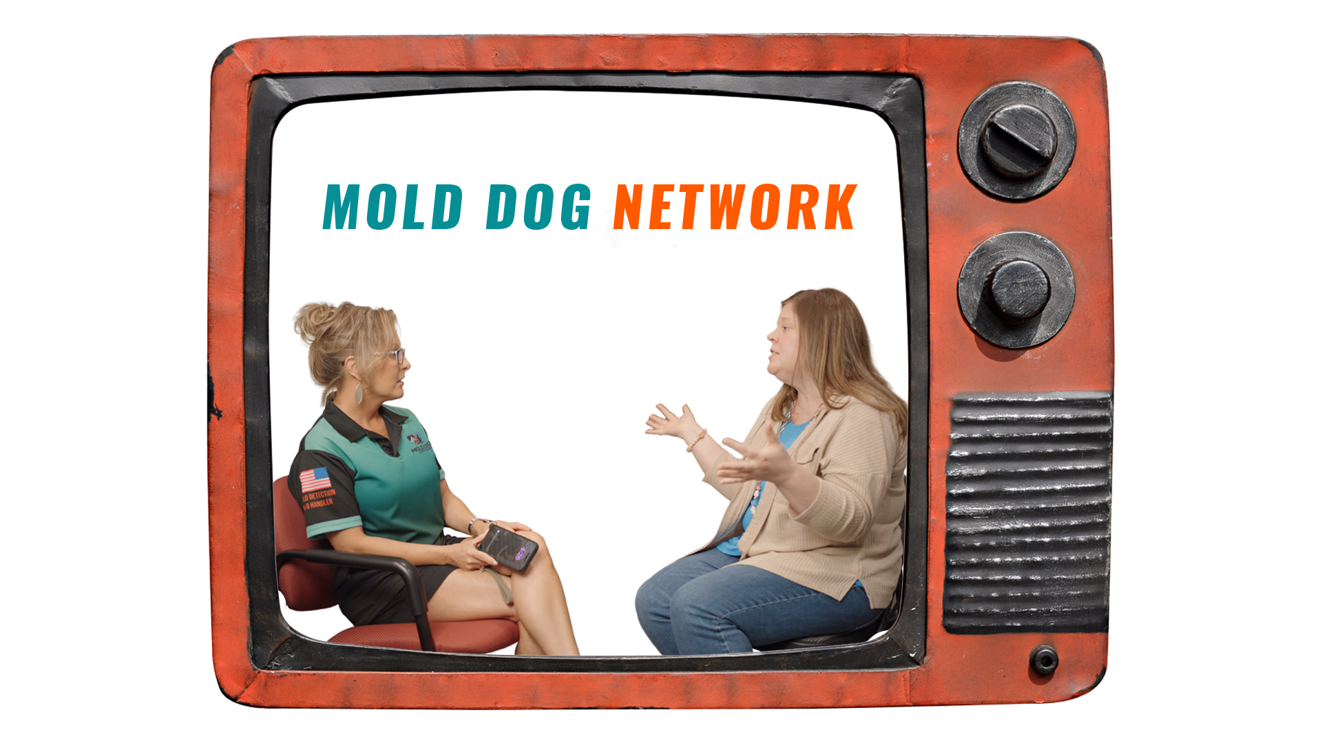 Tina, co-founder of Mold Dog Network, interviewing a client